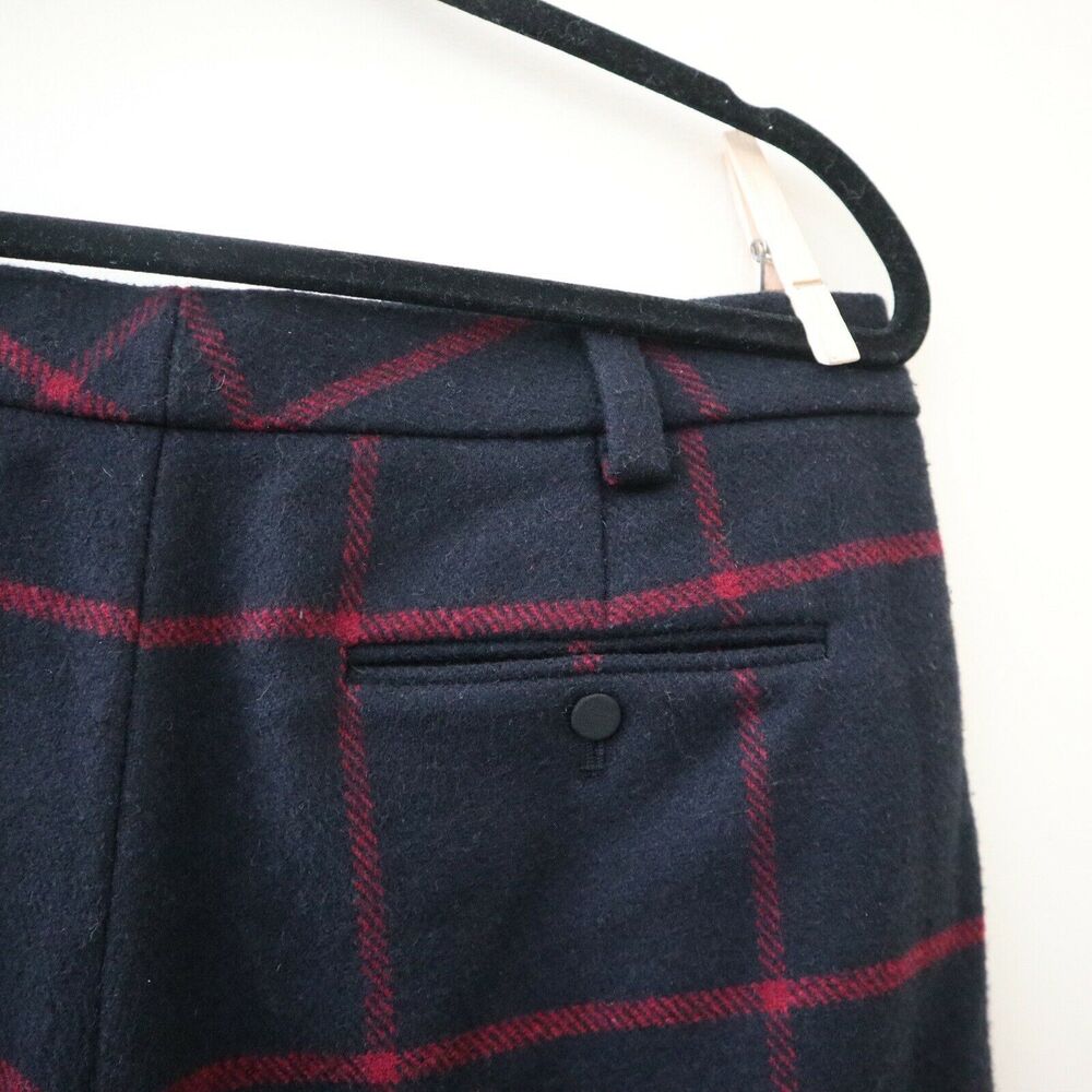 Self Portrait Size 8 Wool Blend High Rise Check Trousers Plaid Wide Leg Pant - Picture 9 of 11